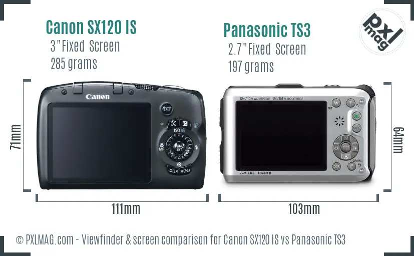 Canon SX120 IS vs Panasonic TS3 Screen and Viewfinder comparison Canon SX120 IS vs Panasonic TS3 Screen and Viewfinder comparison