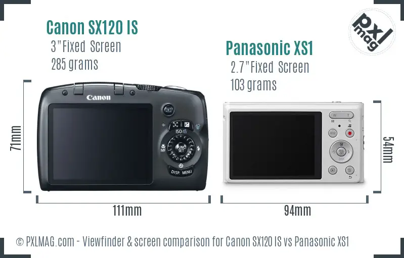 Canon SX120 IS vs Panasonic XS1 Screen and Viewfinder comparison