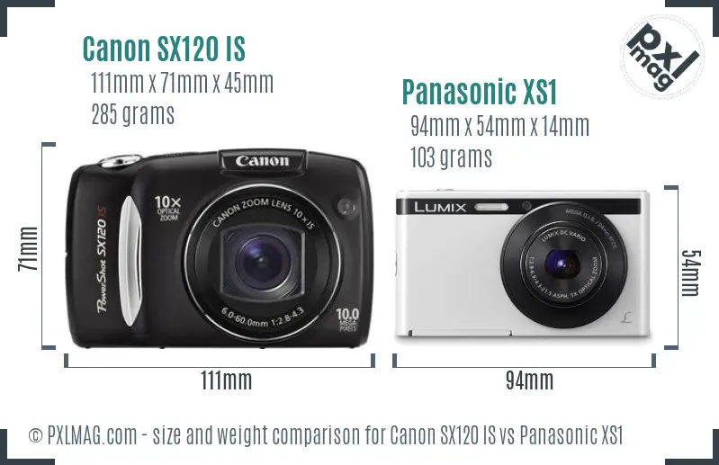 Canon SX120 IS vs Panasonic XS1 size comparison Canon SX120 IS vs Panasonic XS1 size comparison