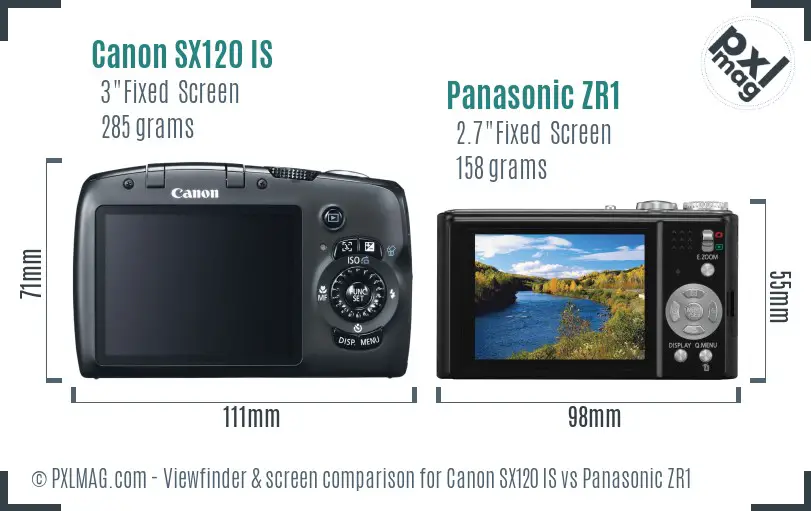 Canon SX120 IS vs Panasonic ZR1 Screen and Viewfinder comparison Canon SX120 IS vs Panasonic ZR1 Screen and Viewfinder comparison