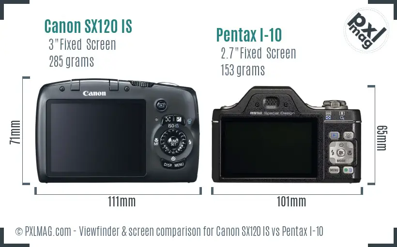 Canon SX120 IS vs Pentax I-10 Screen and Viewfinder comparison