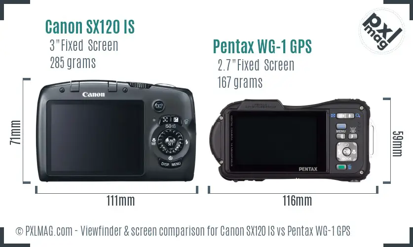 Canon SX120 IS vs Pentax WG-1 GPS Screen and Viewfinder comparison