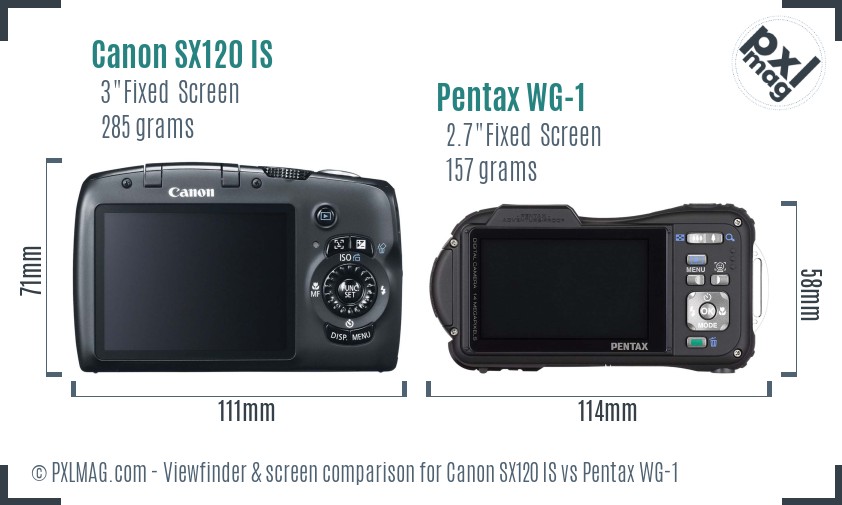 Canon SX120 IS vs Pentax WG-1 Screen and Viewfinder comparison