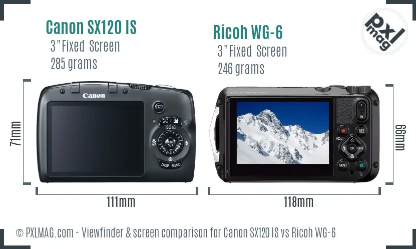Canon SX120 IS vs Ricoh WG-6 Screen and Viewfinder comparison Canon SX120 IS vs Ricoh WG-6 Screen and Viewfinder comparison