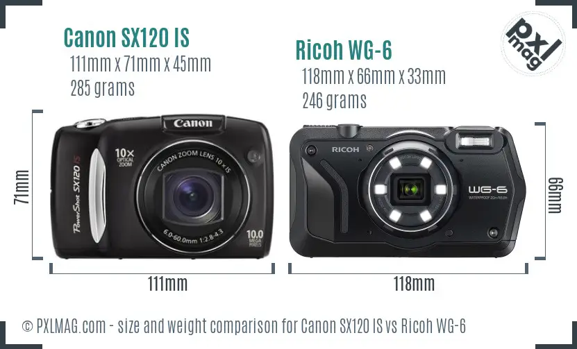 Canon SX120 IS vs Ricoh WG-6 size comparison Canon SX120 IS vs Ricoh WG-6 size comparison