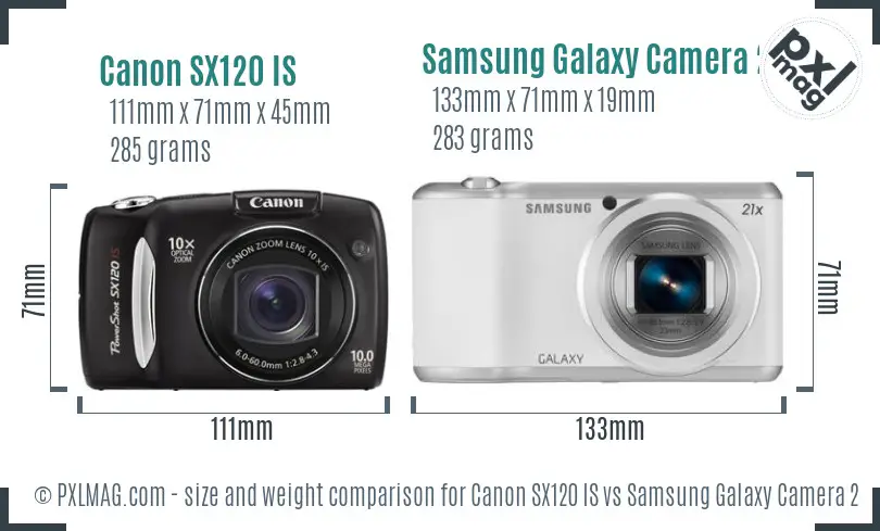 Canon SX120 IS vs Samsung Galaxy Camera 2 size comparison