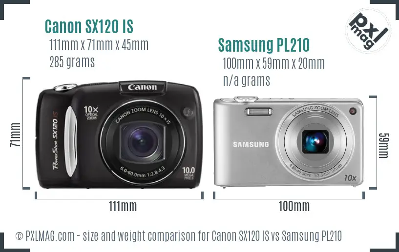 Canon SX120 IS vs Samsung PL210 size comparison