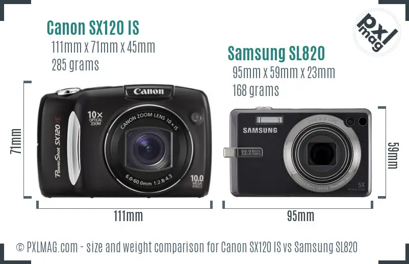 Canon SX120 IS vs Samsung SL820 size comparison