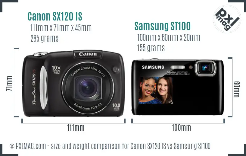 Canon SX120 IS vs Samsung ST100 size comparison