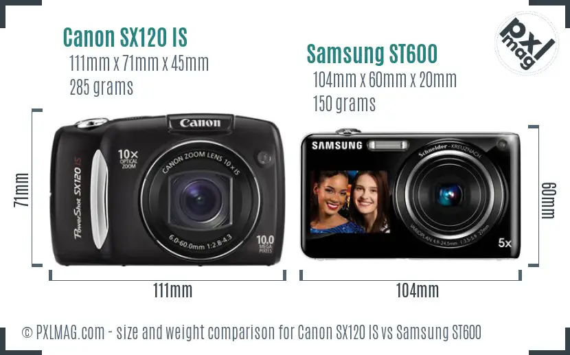 Canon SX120 IS vs Samsung ST600 size comparison