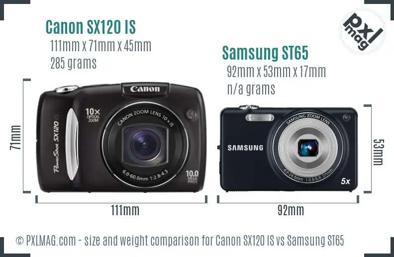 Canon SX120 IS vs Samsung ST65 size comparison