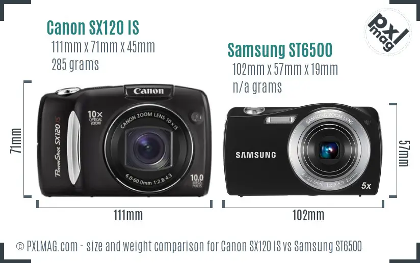 Canon SX120 IS vs Samsung ST6500 size comparison