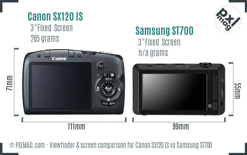 Canon SX120 IS vs Samsung ST700 Screen and Viewfinder comparison Canon SX120 IS vs Samsung ST700 Screen and Viewfinder comparison