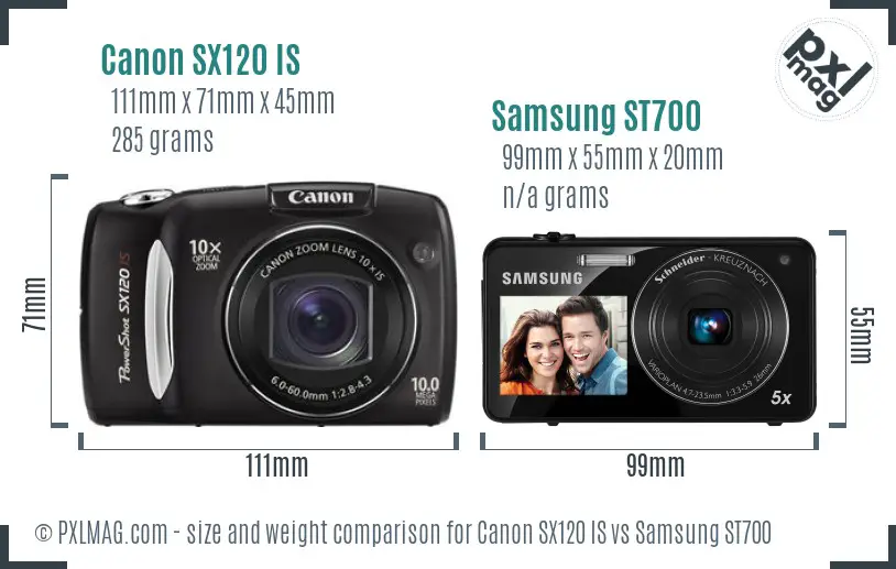 Canon SX120 IS vs Samsung ST700 size comparison Canon SX120 IS vs Samsung ST700 size comparison