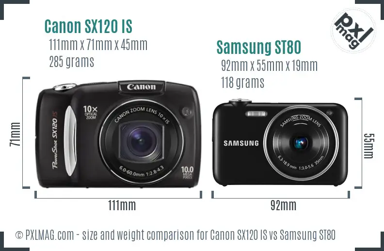 Canon SX120 IS vs Samsung ST80 size comparison