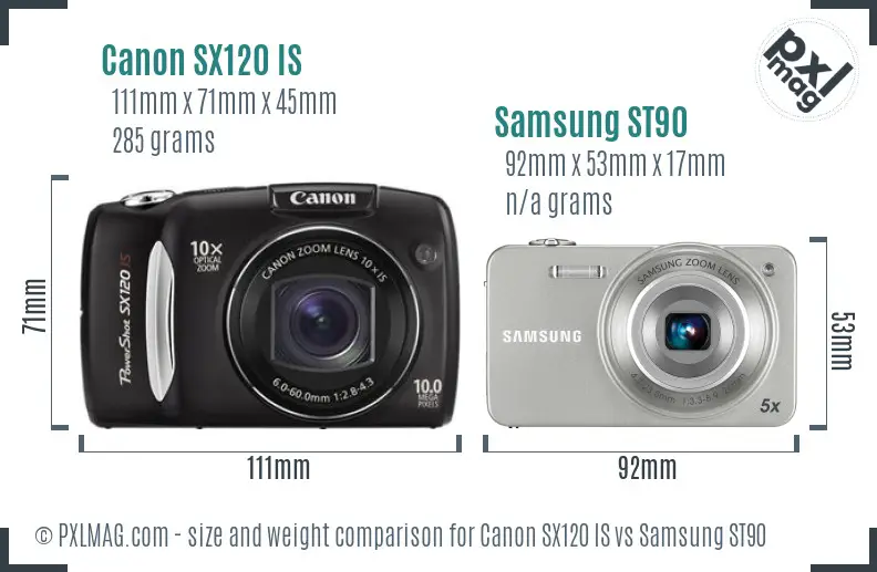 Canon SX120 IS vs Samsung ST90 size comparison Canon SX120 IS vs Samsung ST90 size comparison