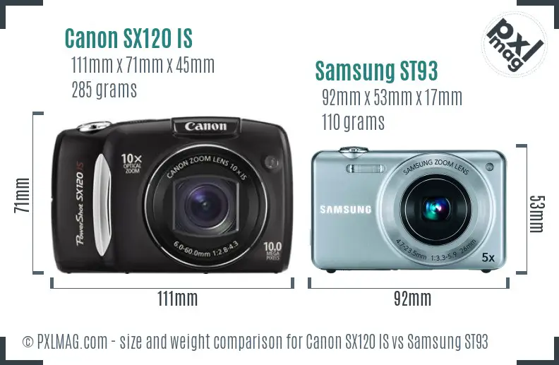 Canon SX120 IS vs Samsung ST93 size comparison