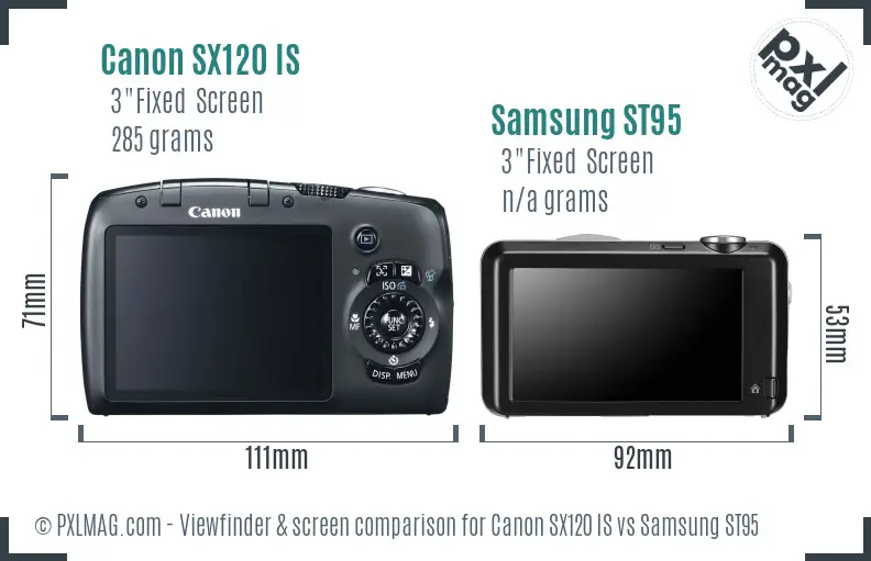Canon SX120 IS vs Samsung ST95 Screen and Viewfinder comparison