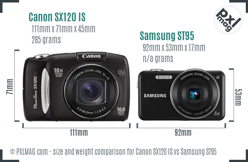 Canon SX120 IS vs Samsung ST95 size comparison Canon SX120 IS vs Samsung ST95 size comparison