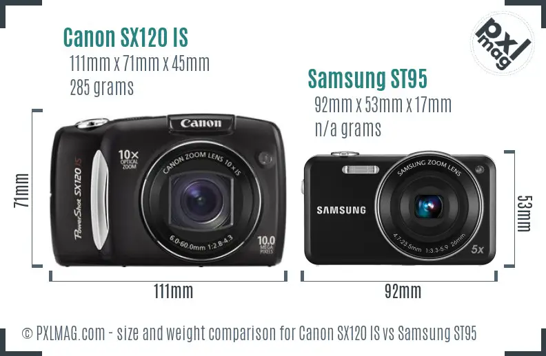 Canon SX120 IS vs Samsung ST95 size comparison