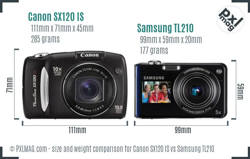 Canon SX120 IS vs Samsung TL210 size comparison