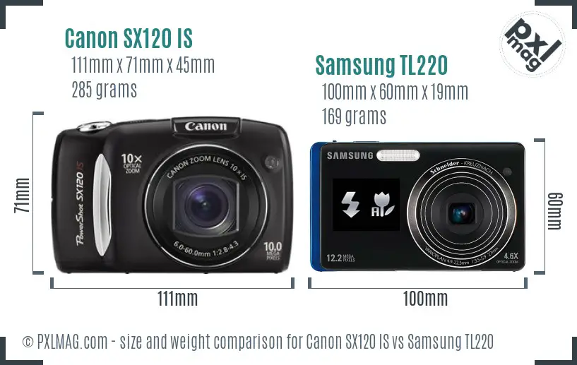 Canon SX120 IS vs Samsung TL220 size comparison