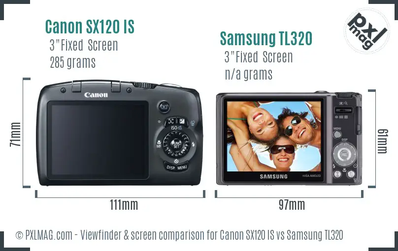 Canon SX120 IS vs Samsung TL320 Screen and Viewfinder comparison