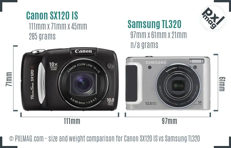 Canon SX120 IS vs Samsung TL320 size comparison Canon SX120 IS vs Samsung TL320 size comparison