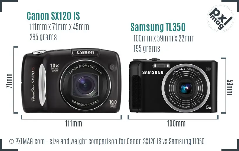 Canon SX120 IS vs Samsung TL350 size comparison Canon SX120 IS vs Samsung TL350 size comparison