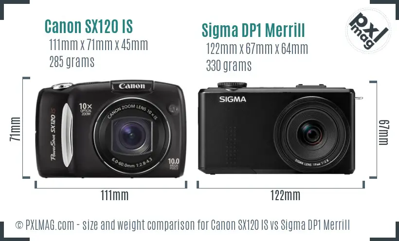 Canon SX120 IS vs Sigma DP1 Merrill size comparison Canon SX120 IS vs Sigma DP1 Merrill size comparison