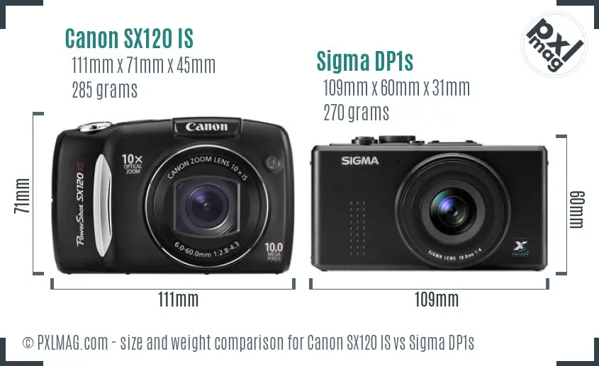 Canon SX120 IS vs Sigma DP1s size comparison