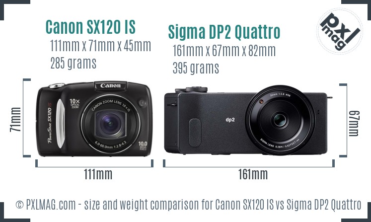 Canon SX120 IS vs Sigma DP2 Quattro size comparison Canon SX120 IS vs Sigma DP2 Quattro size comparison