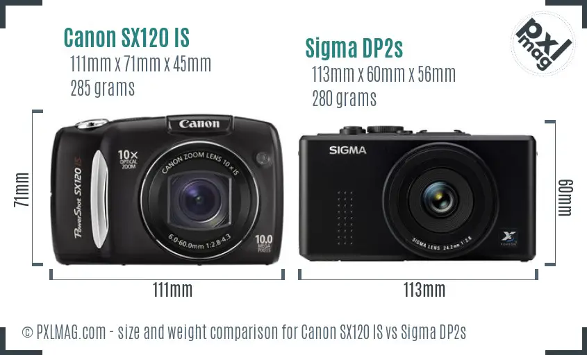 Canon SX120 IS vs Sigma DP2s size comparison
