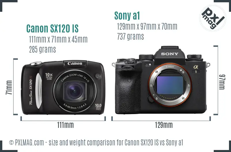 Canon SX120 IS vs Sony a1 size comparison Canon SX120 IS vs Sony a1 size comparison