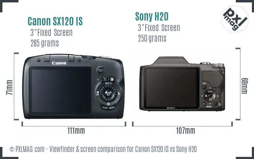 Canon SX120 IS vs Sony H20 Screen and Viewfinder comparison Canon SX120 IS vs Sony H20 Screen and Viewfinder comparison