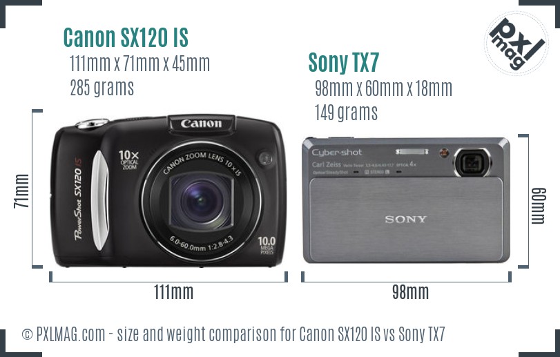 Canon SX120 IS vs Sony TX7 size comparison Canon SX120 IS vs Sony TX7 size comparison
