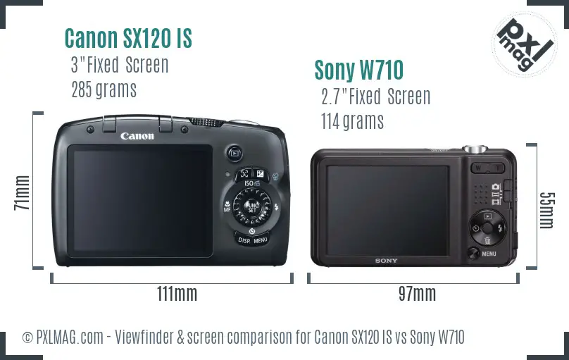Canon SX120 IS vs Sony W710 Screen and Viewfinder comparison Canon SX120 IS vs Sony W710 Screen and Viewfinder comparison