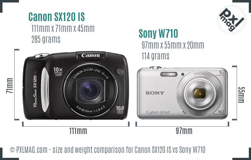 Canon SX120 IS vs Sony W710 size comparison Canon SX120 IS vs Sony W710 size comparison