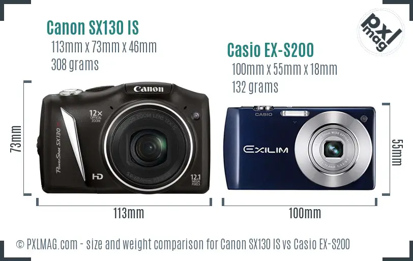 Canon SX130 IS vs Casio EX-S200 size comparison