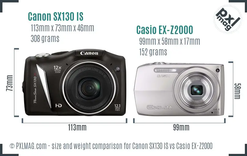 Canon SX130 IS vs Casio EX-Z2000 size comparison