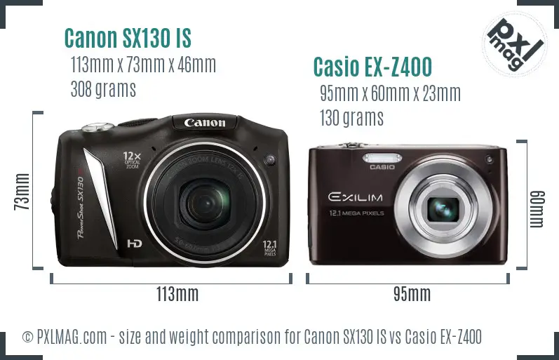 Canon SX130 IS vs Casio EX-Z400 size comparison