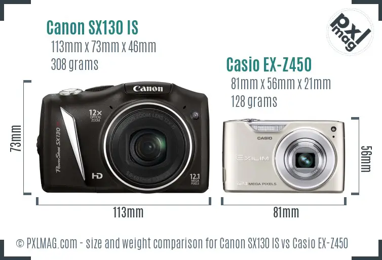 Canon SX130 IS vs Casio EX-Z450 size comparison