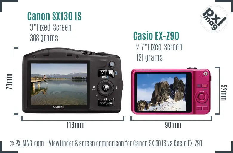 Canon SX130 IS vs Casio EX-Z90 Screen and Viewfinder comparison Canon SX130 IS vs Casio EX-Z90 Screen and Viewfinder comparison