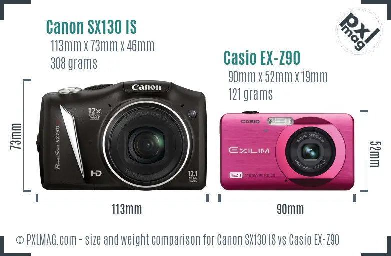Canon SX130 IS vs Casio EX-Z90 size comparison Canon SX130 IS vs Casio EX-Z90 size comparison