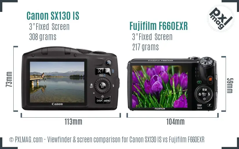 Canon SX130 IS vs Fujifilm F660EXR Screen and Viewfinder comparison Canon SX130 IS vs Fujifilm F660EXR Screen and Viewfinder comparison