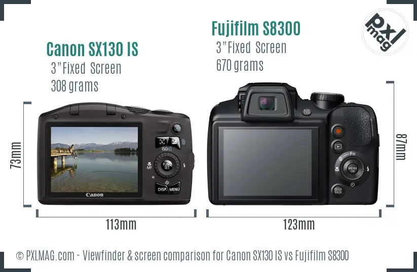 Canon SX130 IS vs Fujifilm S8300 Screen and Viewfinder comparison Canon SX130 IS vs Fujifilm S8300 Screen and Viewfinder comparison
