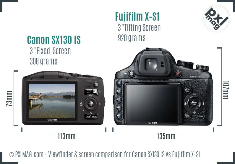 Canon SX130 IS vs Fujifilm X-S1 Screen and Viewfinder comparison Canon SX130 IS vs Fujifilm X-S1 Screen and Viewfinder comparison