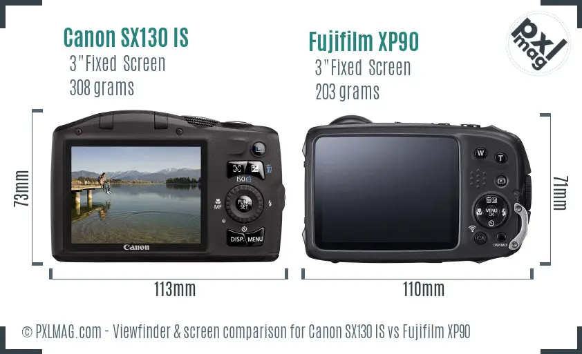 Canon SX130 IS vs Fujifilm XP90 Screen and Viewfinder comparison Canon SX130 IS vs Fujifilm XP90 Screen and Viewfinder comparison
