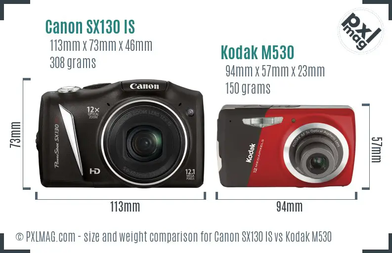 Canon SX130 IS vs Kodak M530 size comparison Canon SX130 IS vs Kodak M530 size comparison
