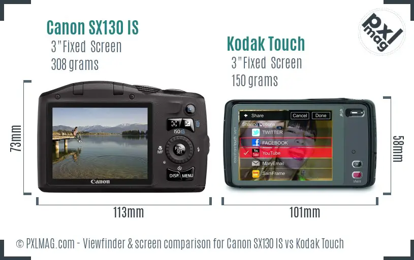 Canon SX130 IS vs Kodak Touch Screen and Viewfinder comparison